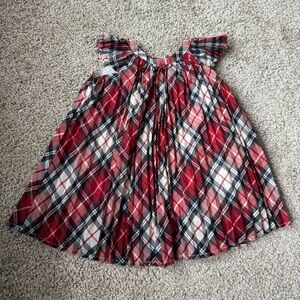 Baby Gap Red Plaid Dress with Ruffle Sleeves 12-18 Mo